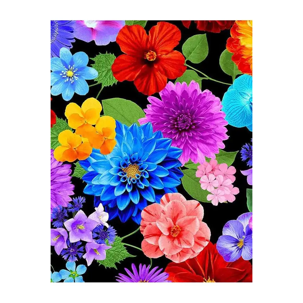 Fabric, Timeless Treasures Fabrics, Garden Bouquet, Variety of Vibrant Florals