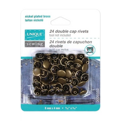 UNIQUE SEWING Double Cap Rivets - 8mm x 4mm 5/16" x 3/16" - 24 pcs