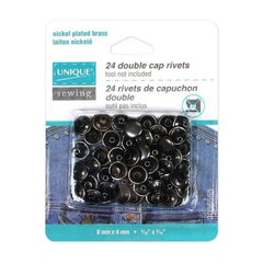 UNIQUE SEWING Double Cap Rivets - 8mm x 4mm 5/16" x 3/16" - 24 pcs