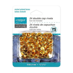 UNIQUE SEWING Double Cap Rivets - 8mm x 4mm 5/16" x 3/16" - 24 pcs