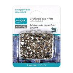 UNIQUE SEWING Double Cap Rivets - 8mm x 4mm 5/16" x 3/16" - 24 pcs