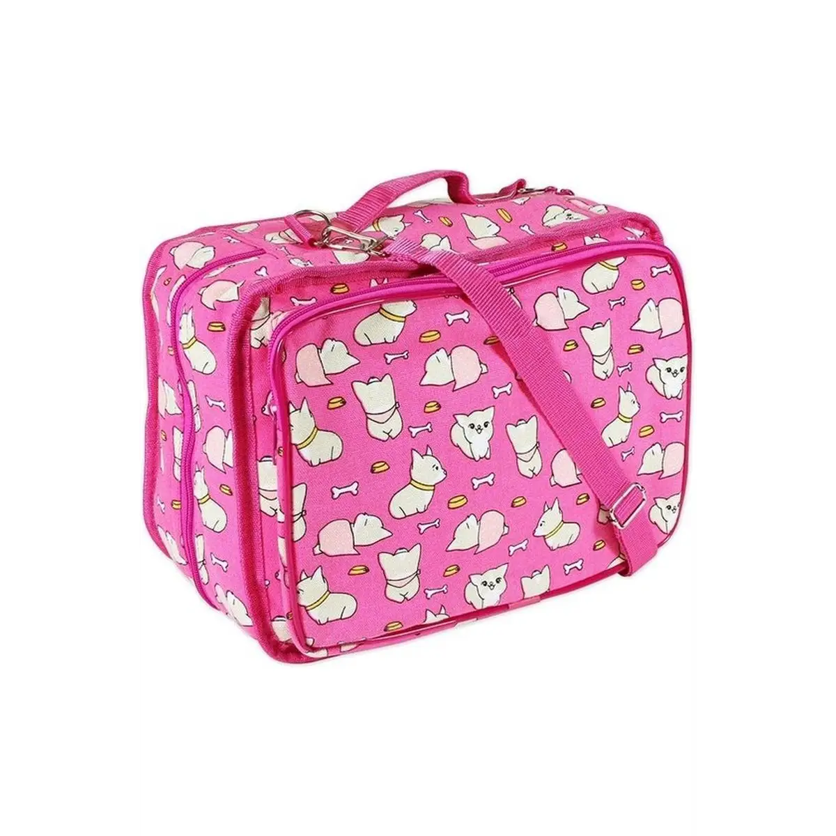 VIVACE Craft/Accessories Tote - Fuchsia Dogs - 33 x 25 x 13cm 13″ x 10″ x 5″