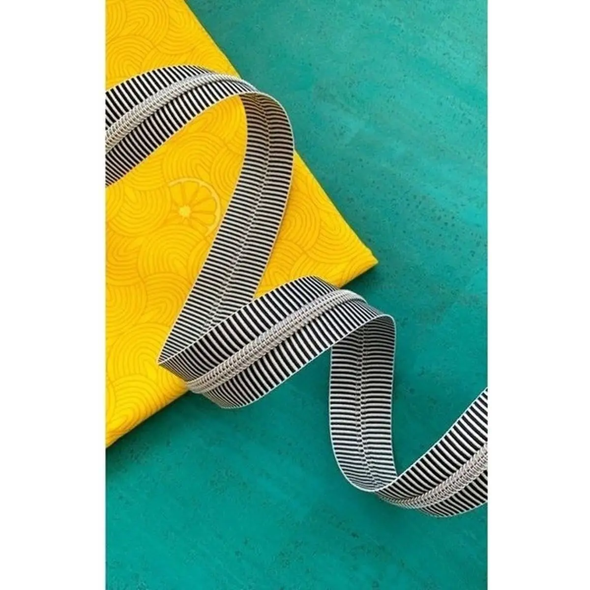 Black Stripe Zipper Tape with Nickel Teeth 3 Yards