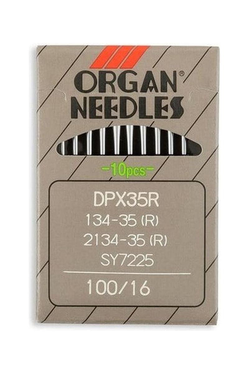 Organ Brand Industrial Machine Needles - System: 134-35 R , 2134-35 R , SY7225, DPx35R - 10/Pack