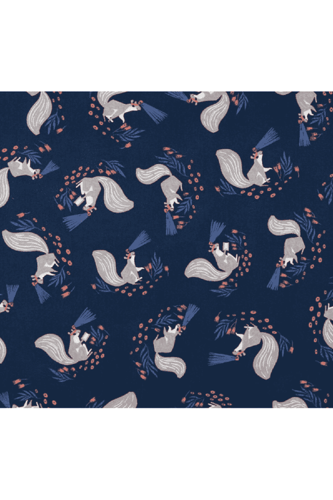 Fabric, Dear Stella - Night Ride Squirrels