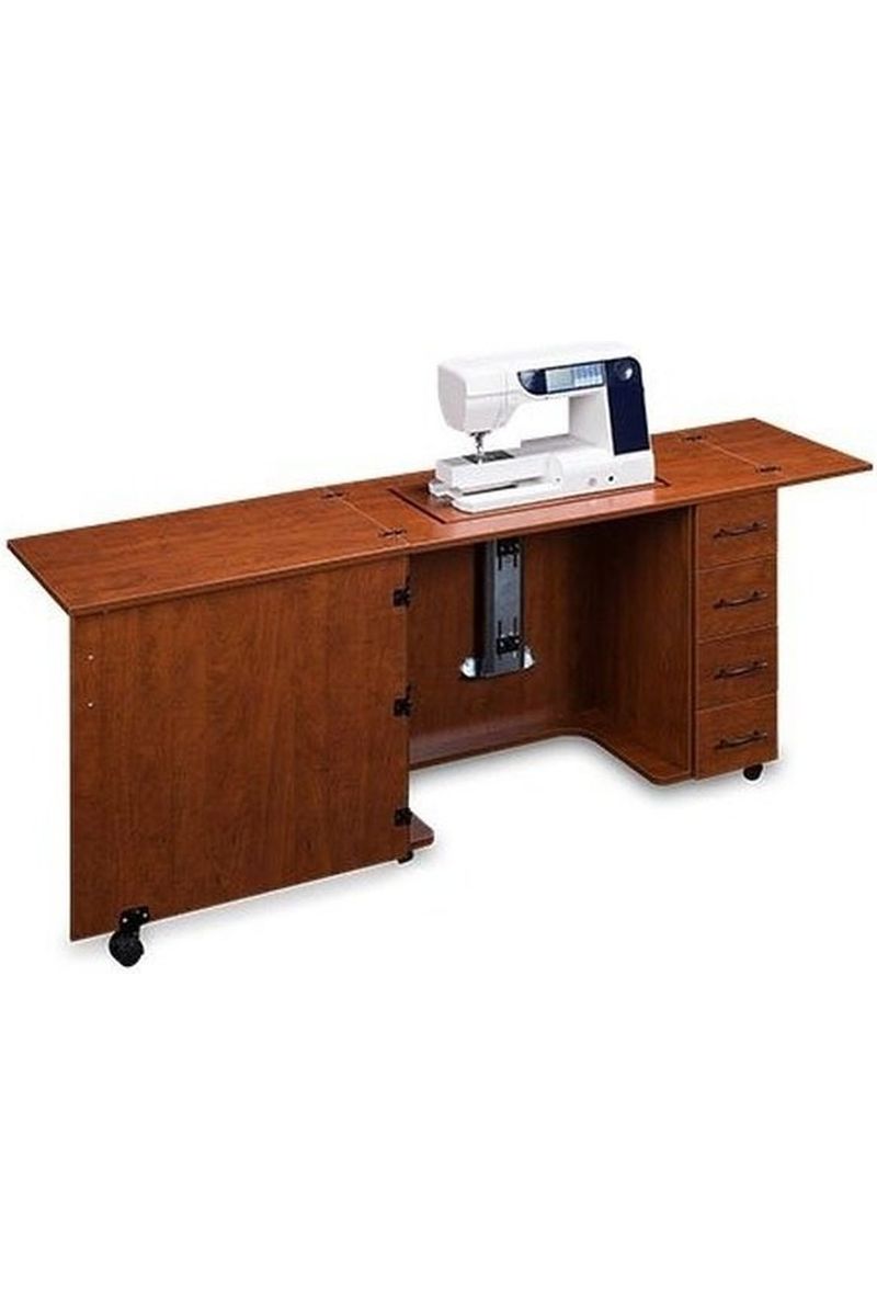 Sewing Machine Desk with 4 Drawers-920 Sunset Cherry